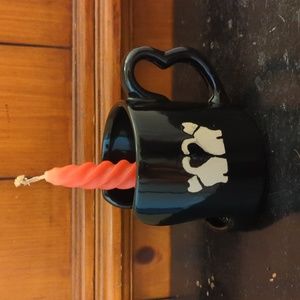 Sandstone Chamber Candle Holder With 2 Cats and a Candle